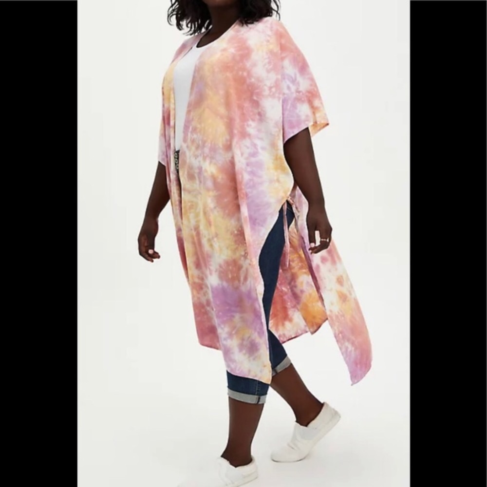 Torrid tie dye longline ruana cover up One size NWT plus size